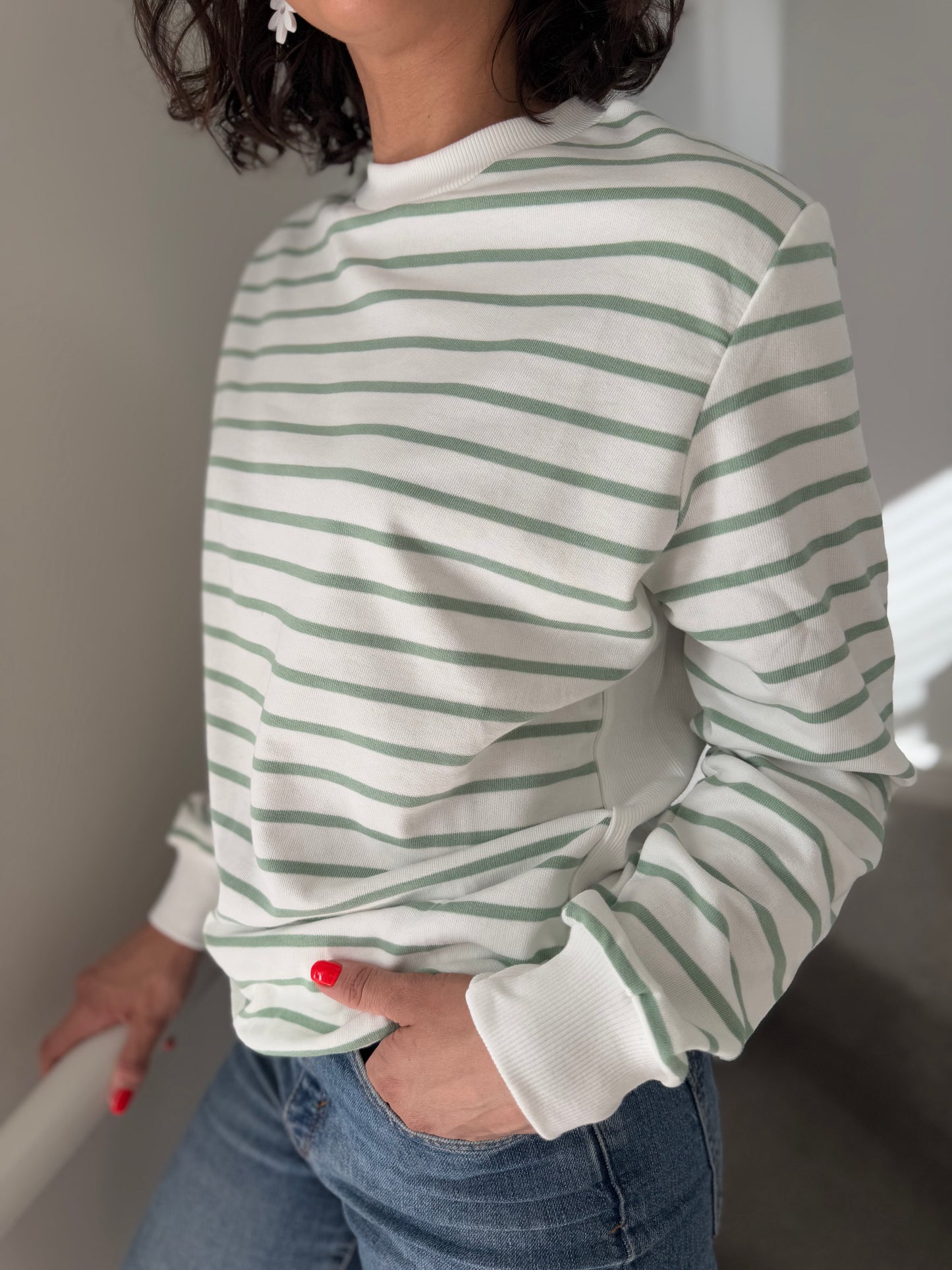 Billy Sweater - Sage stripe