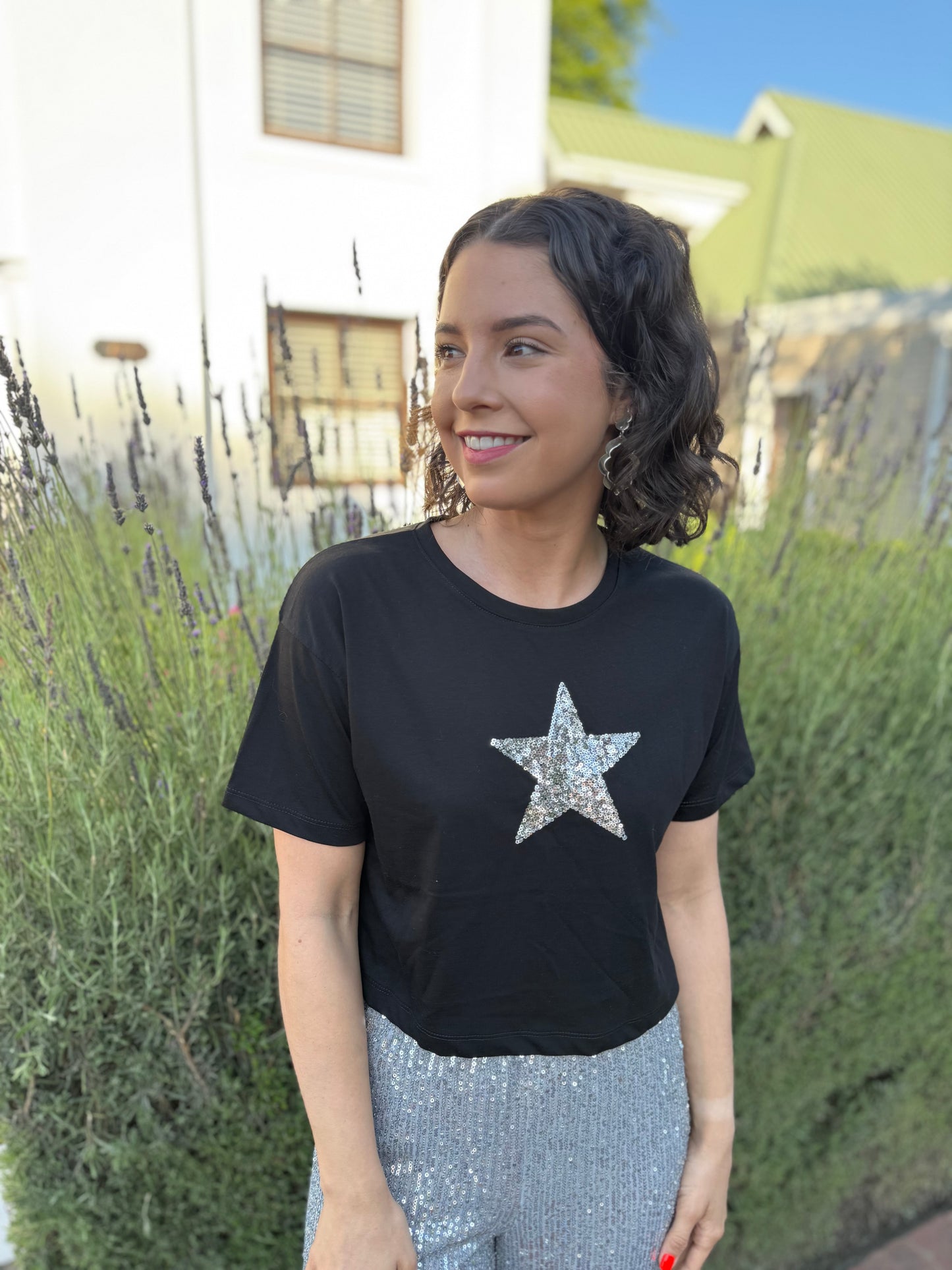 Star sequin t-shirt - Black