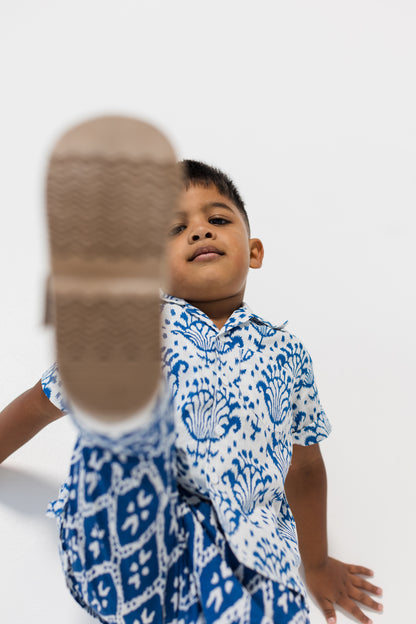 Boys shirt- Indigo ikat (short sleeve)