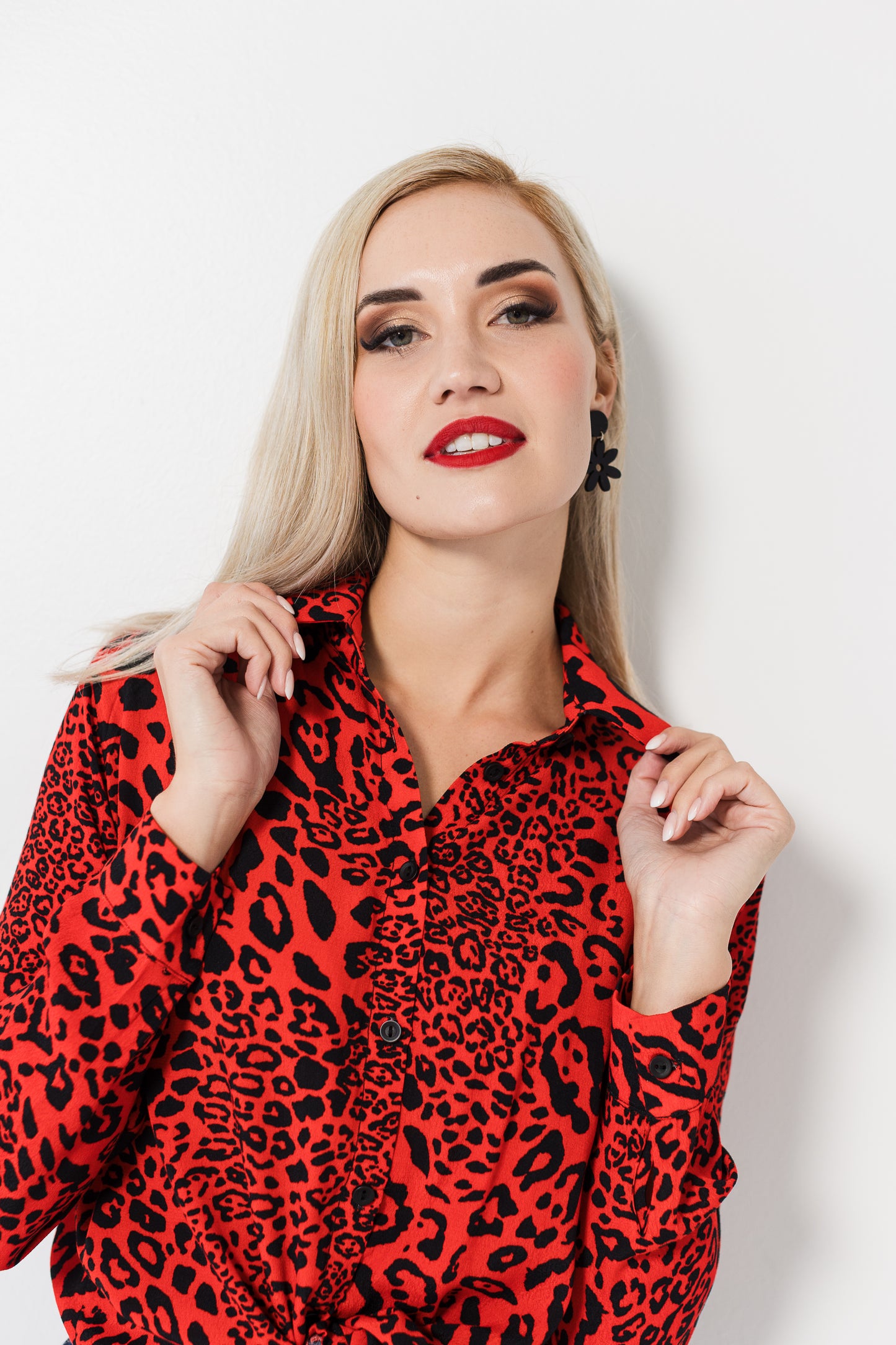 Corlia Shirt - Red leopard