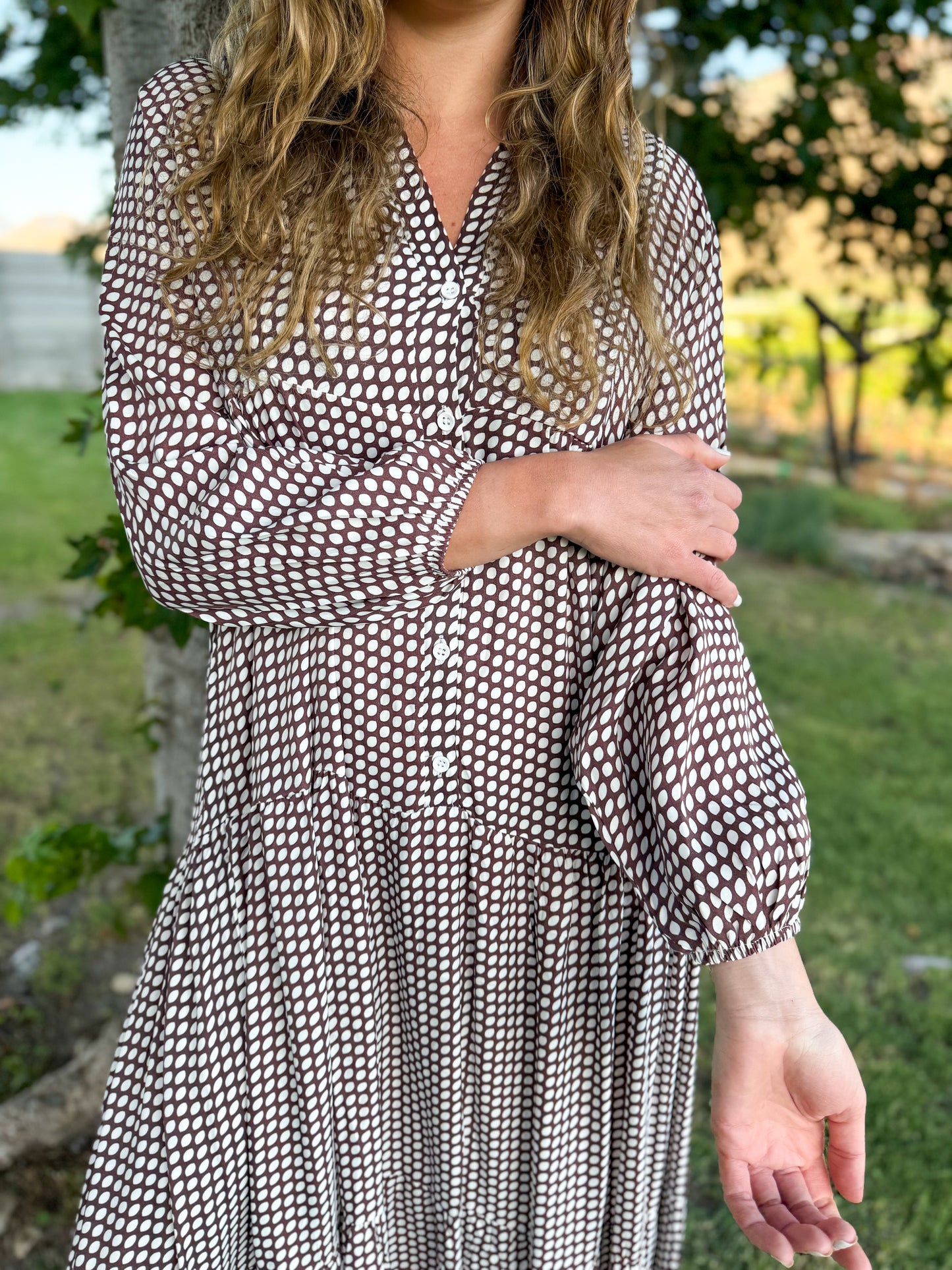 Jenna dress - Mocha dots