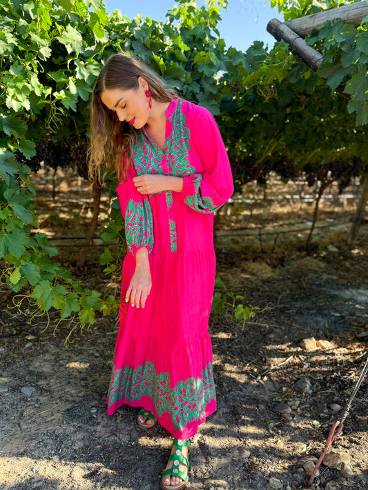 Berna dress - Pink & Green contrast