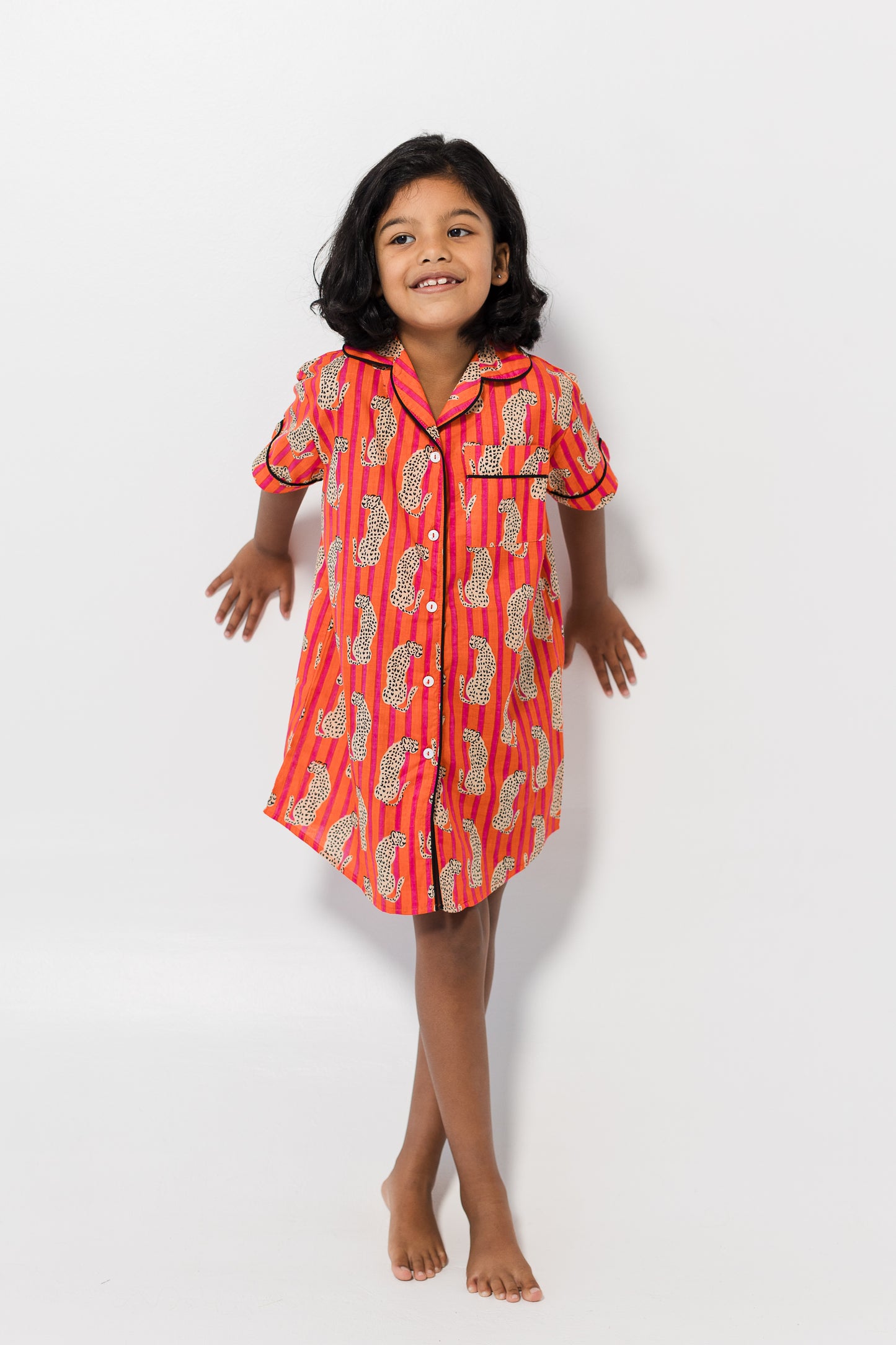 Girls sleep dress - Pink & orange tiger