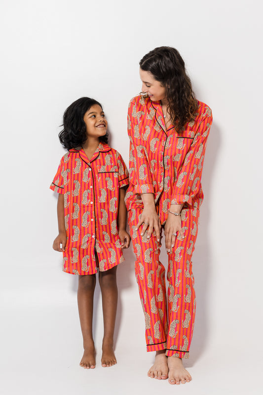 Mommy pajama set - Pink & orange tiger