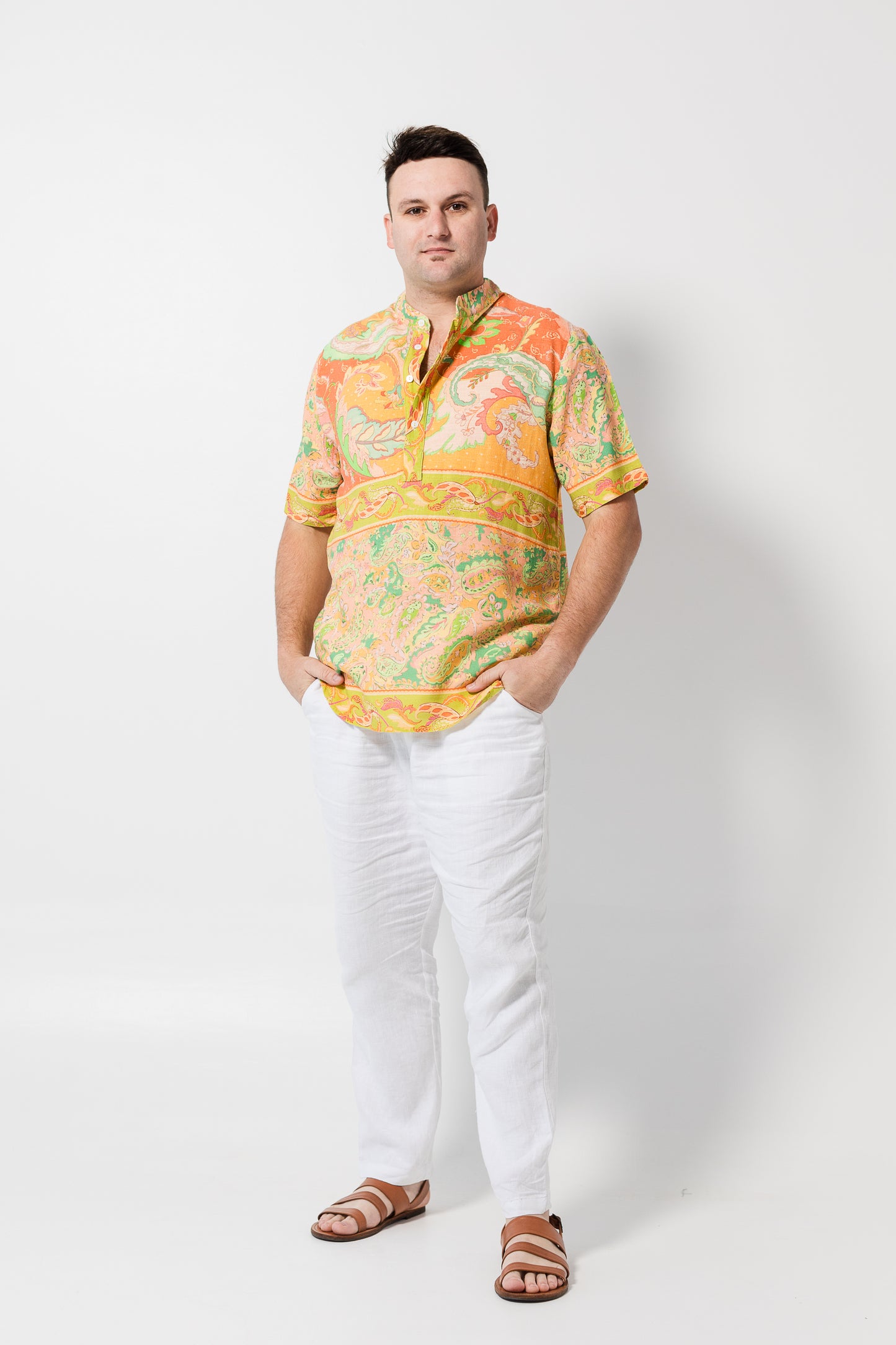 Men’s shirt - Apricot paisley