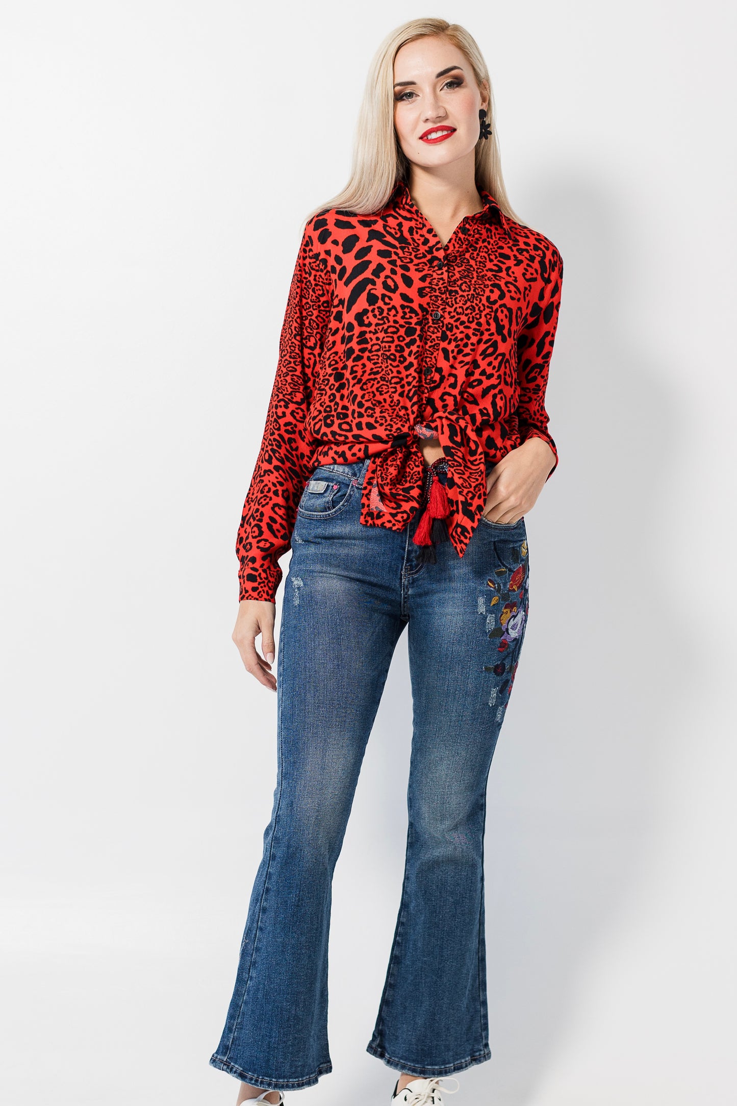 Corlia Shirt - Red leopard