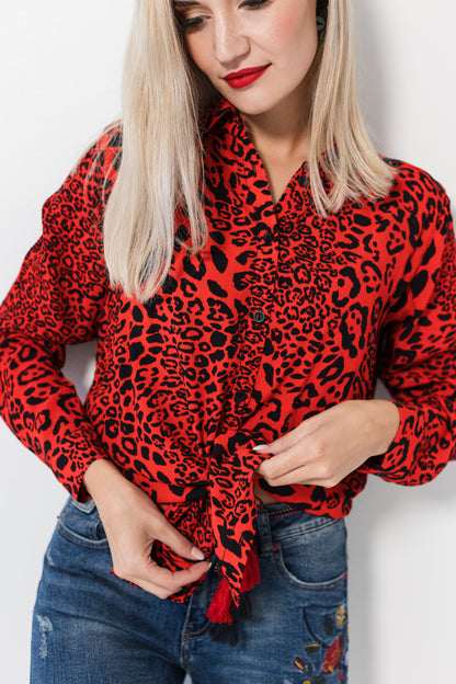 Corlia Shirt - Red leopard