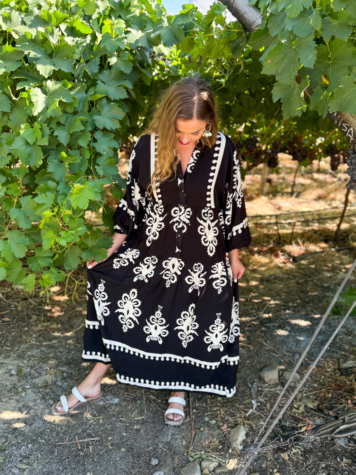 Berna dress - Black and white tribal