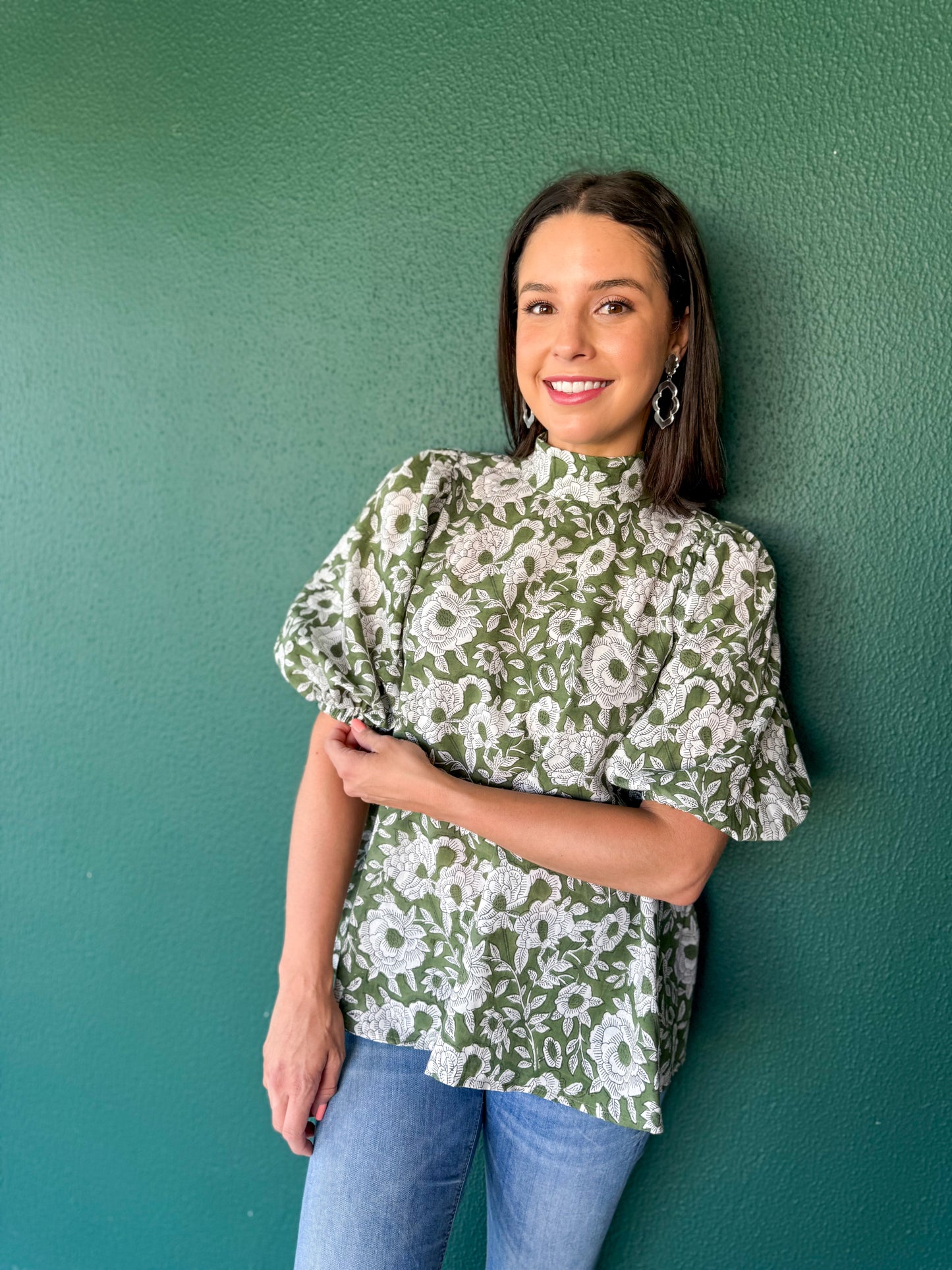 Lena top - Green floral