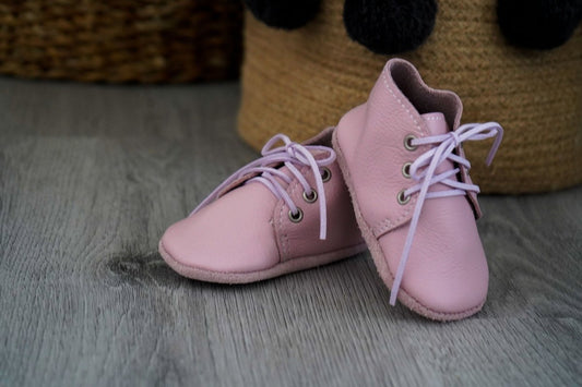 Baby leather shoe -  soft pink vellies Babalu boutique