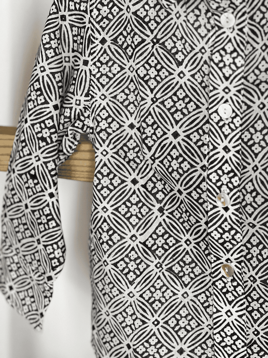 Boys shirt (long sleeve) - Black & white Geometric print Babalu boutique