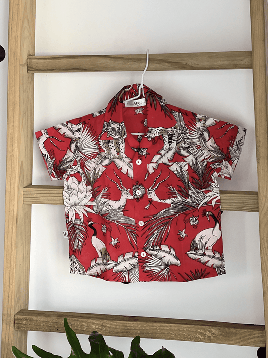 Boys shirt (short sleeve)- Jungle kingdom red Babalu boutique