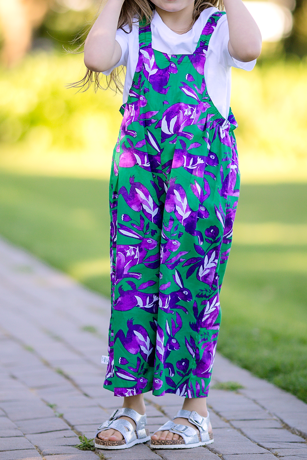 Dungaree- purple & green bunny (unisex)