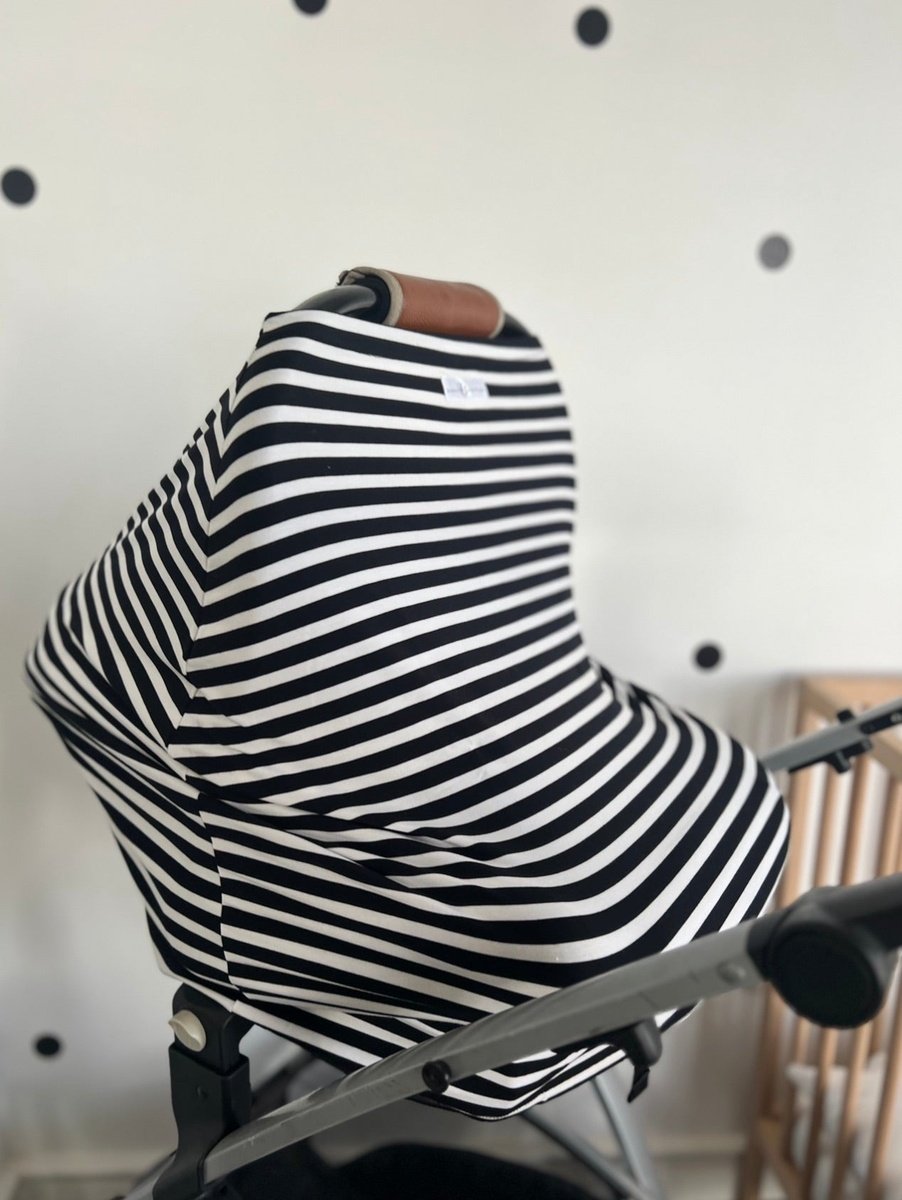 Car seat cover / feeding blanket - black and white stripe Babalu boutique