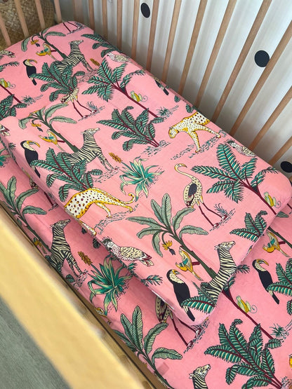 Changing mat cover only- pink jungle Babalu boutique