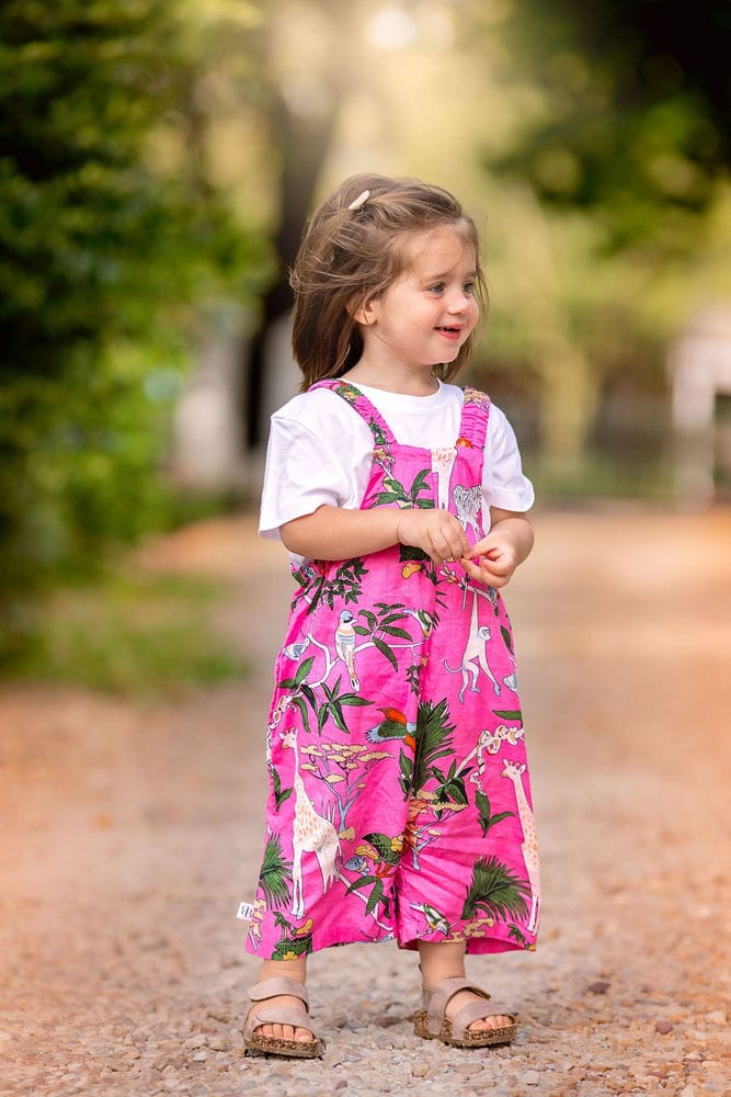 Dungaree- Pink giraffe Babalu boutique