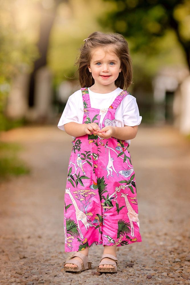 Dungaree- Pink giraffe Babalu boutique