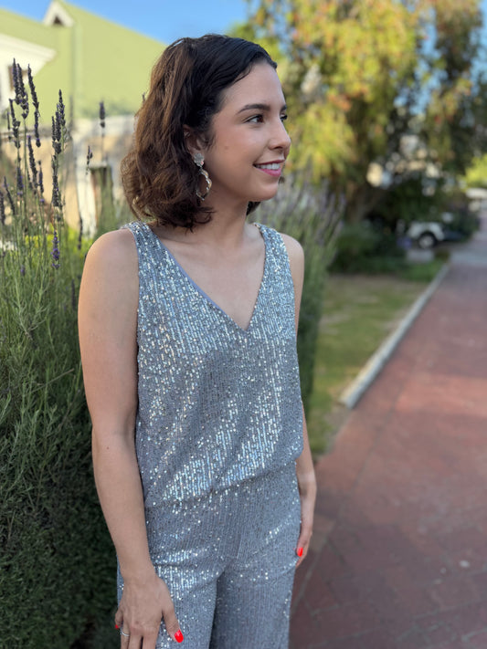 Sequin tank top - Grey silver