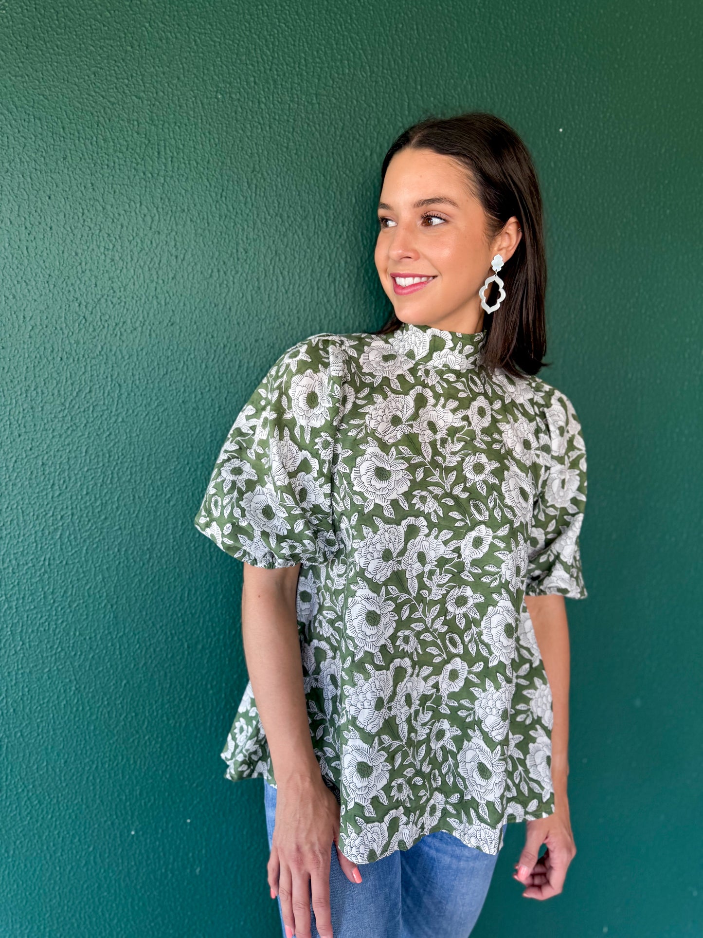 Lena top - Green floral