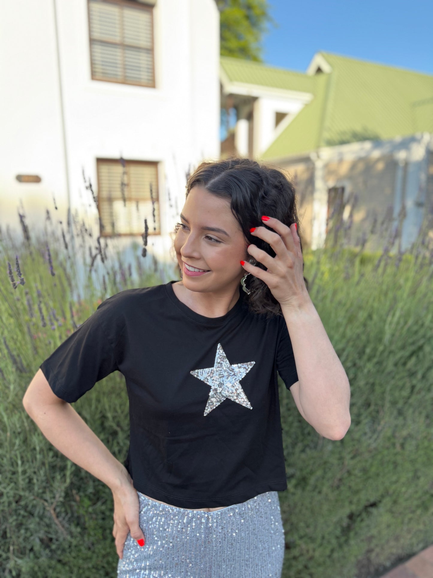 Star sequin t-shirt - Black