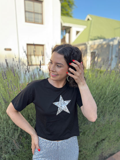 Star sequin t-shirt - Black