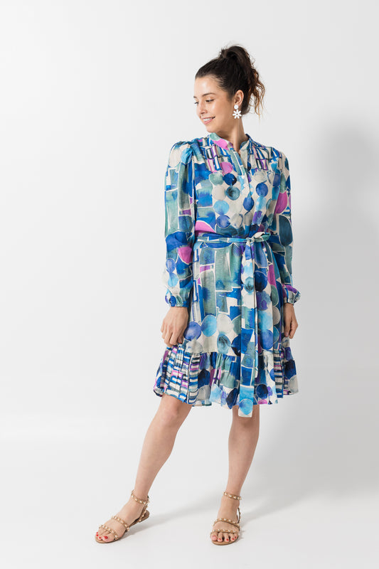 Robyn dress - Blue watercolour