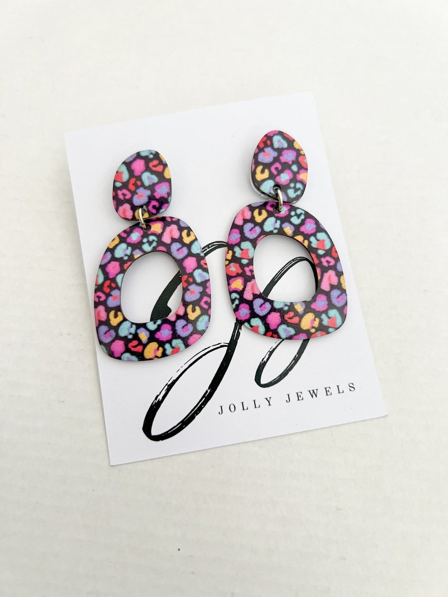 Geo Multi Color earrings leopard Babalu boutique