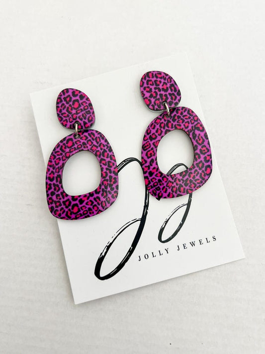 Geo Purple Leopard earrings Babalu boutique