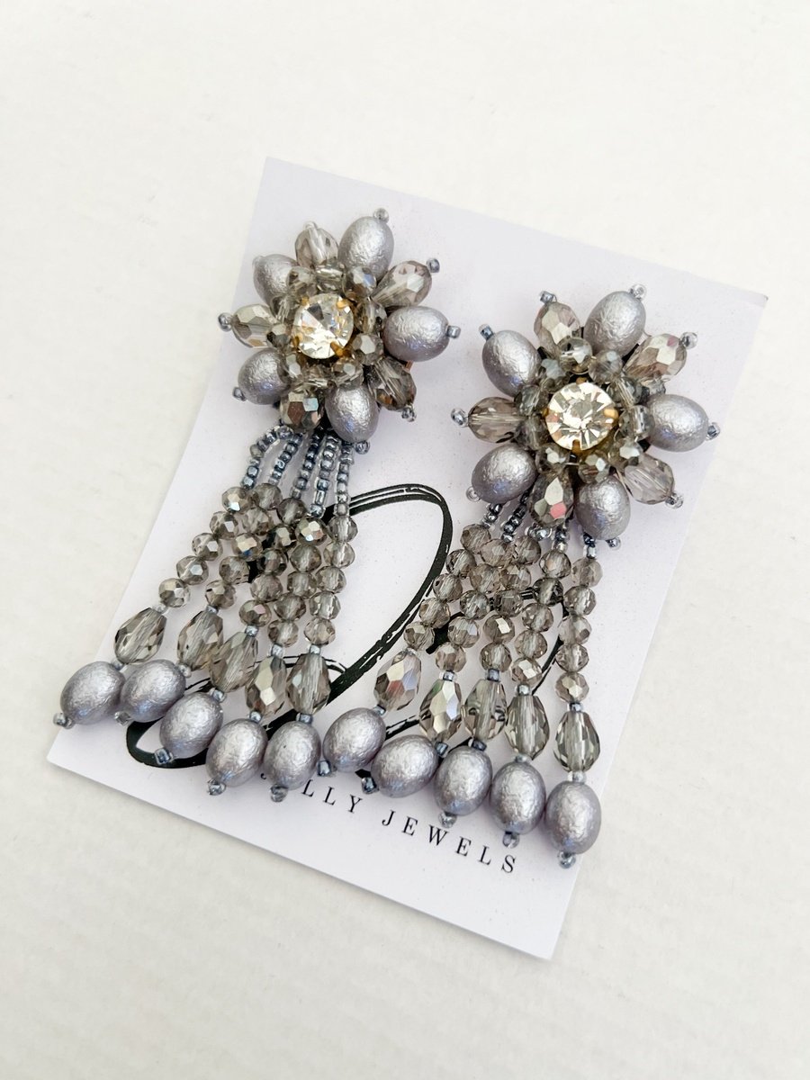 Karla earrings (imported) - Grey/Silver Babalu boutique