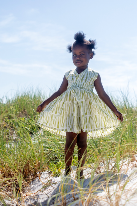 Kids Wrap Dress - Lime Zest Babalu boutique