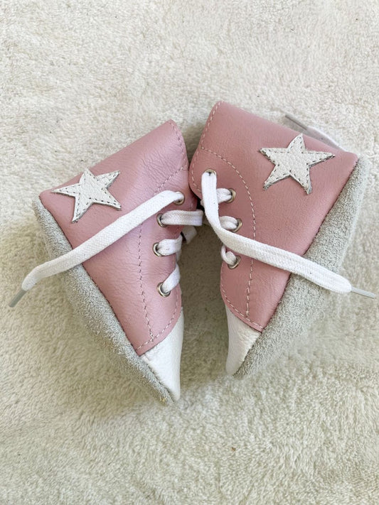 Leather baby shoes : All- stars (Pink and white)