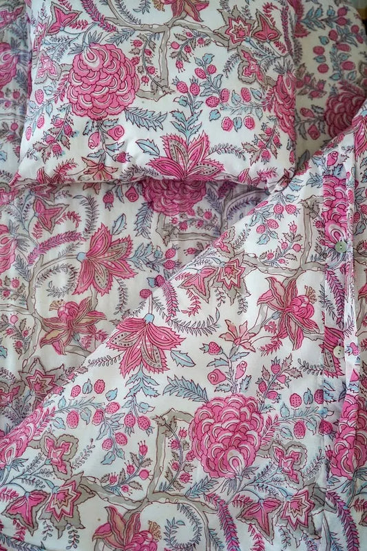 Cot Fitted sheet  - pink floral