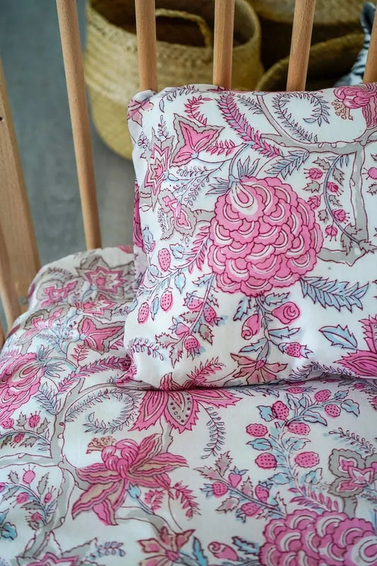 Cot Fitted sheet  - pink floral