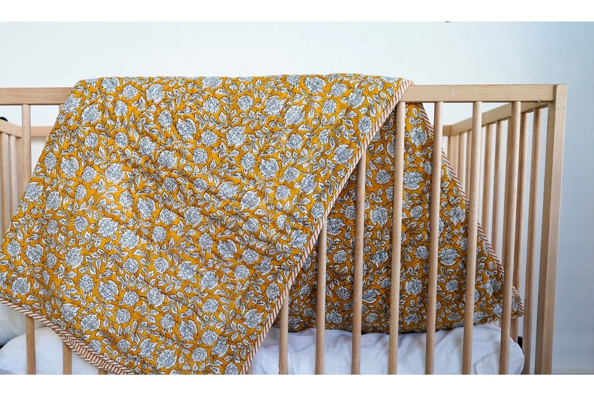 Quilt - mustard floral Babalu boutique