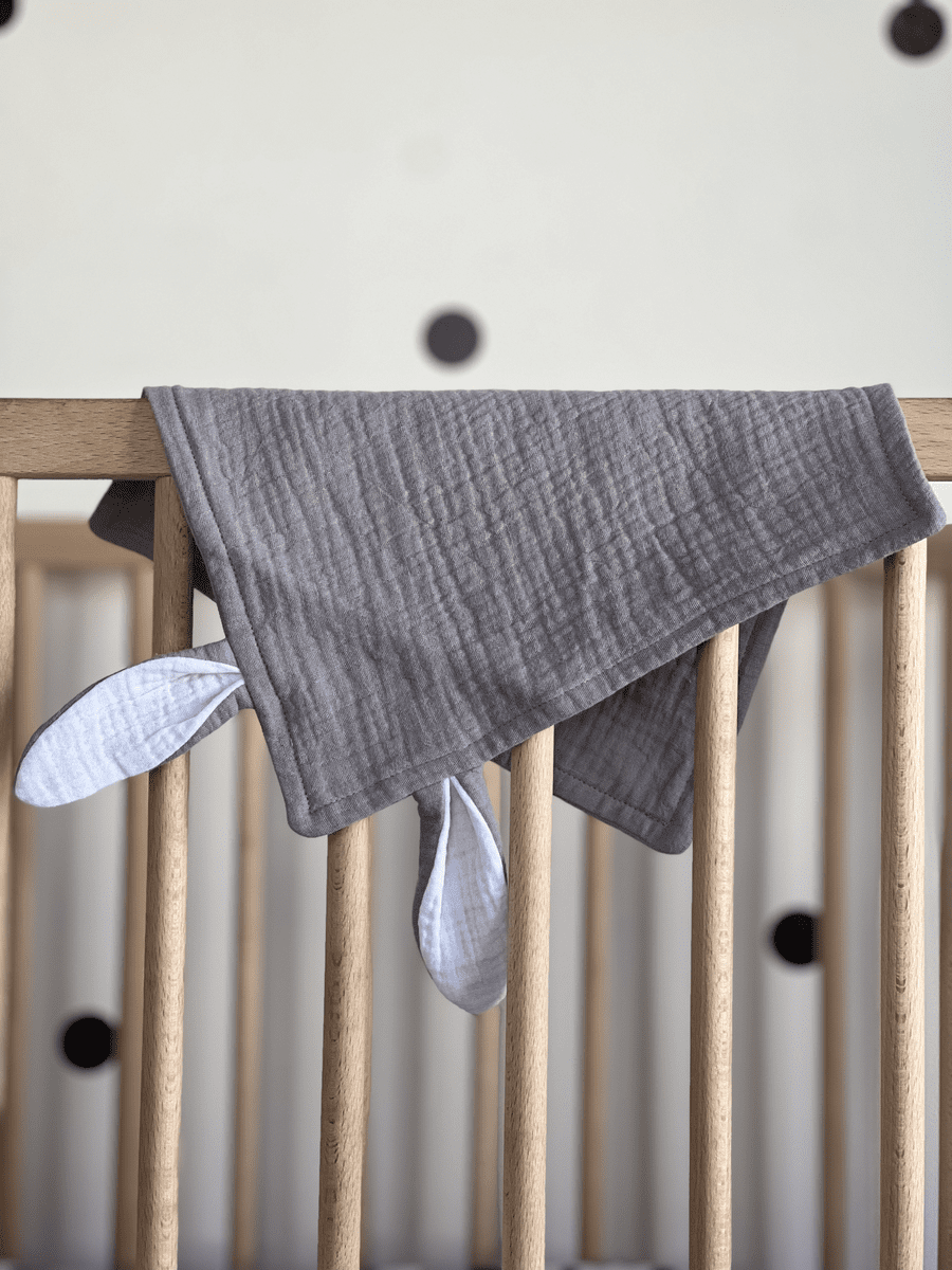 Sensory Bunny Ears Comforting Blanket - Grey Babalu boutique