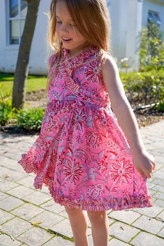 Wrap dress - pink and red floral